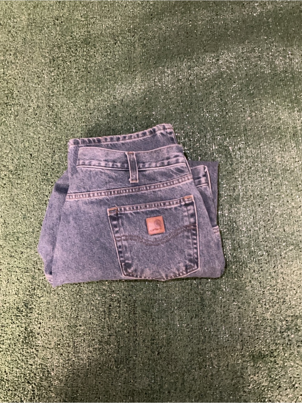 Carhartt Faded Blue Work Denim Hem Jeans 40x30